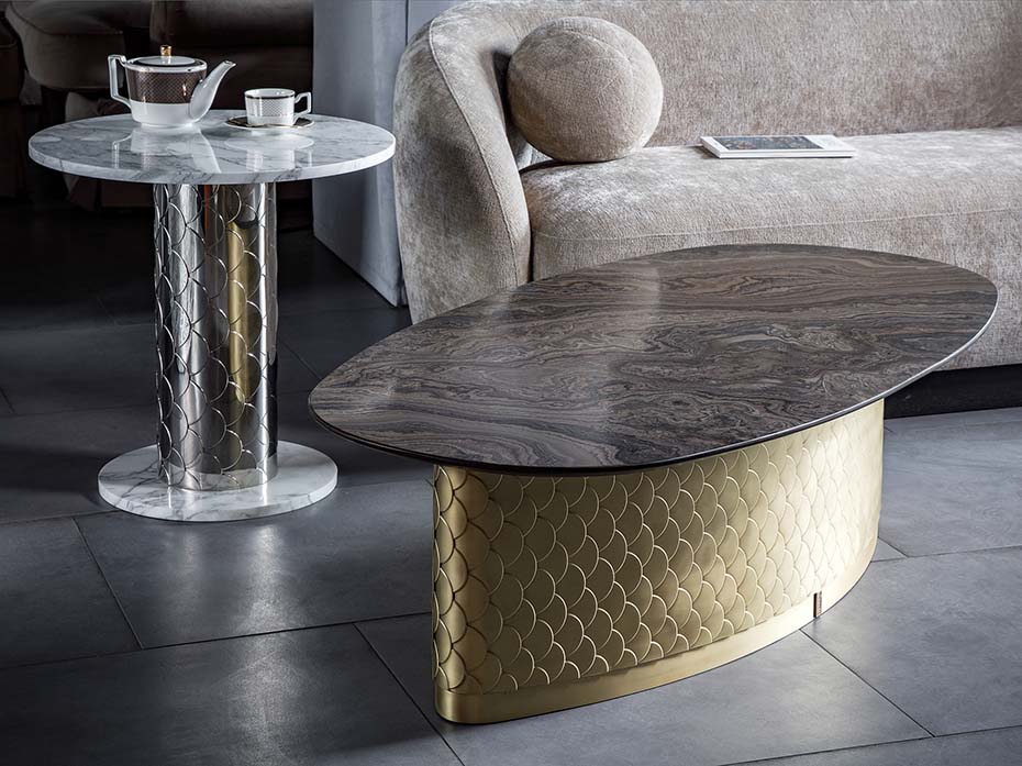 Столик журнальный "Лодка" Ar-Deco FG-073 матовая латунь