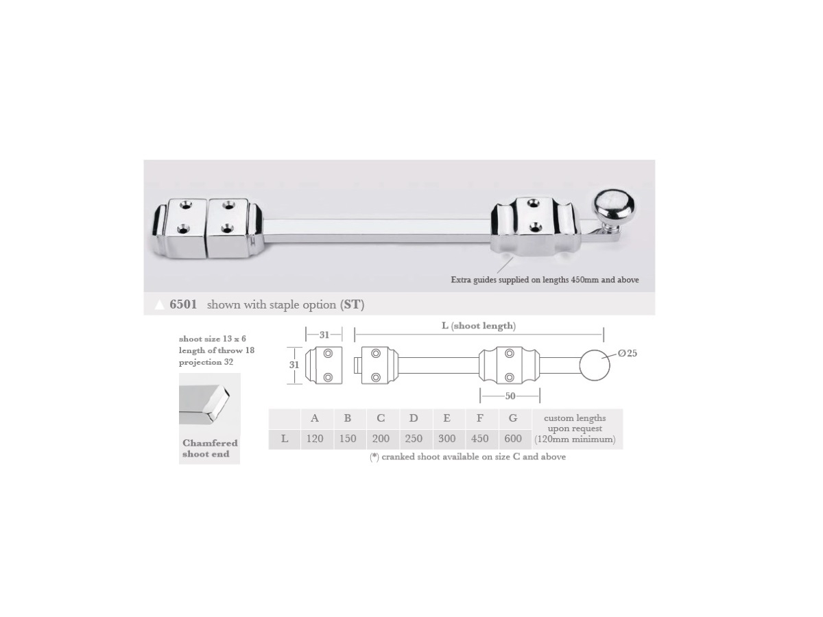 Шпингалет Frank Allart 6501C полированный хром