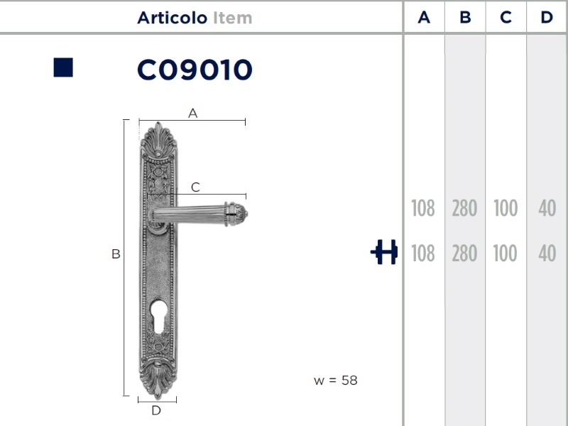 Дверная ручка на планке Enrico Cassina CAROLINA C09010