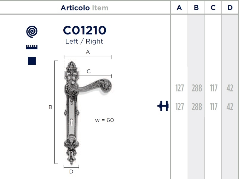 Дверная ручка на планке Enrico Cassina ELISABETTA C01210