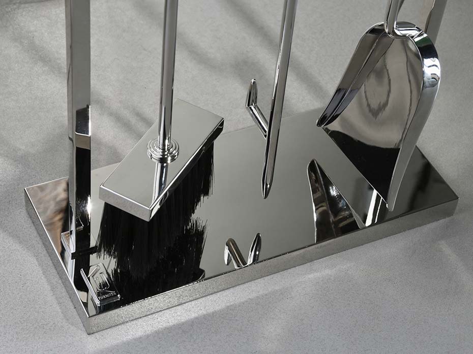 Каминный набор с дровницей FURNITEK FG-01120 полированный никель