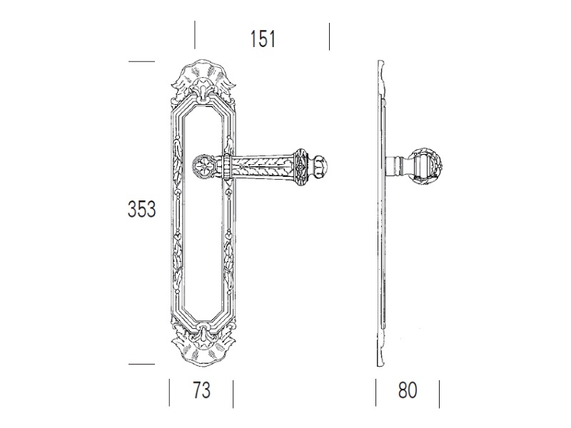 Дверная ручка на планке Salice Paolo PAESTUM 3118
