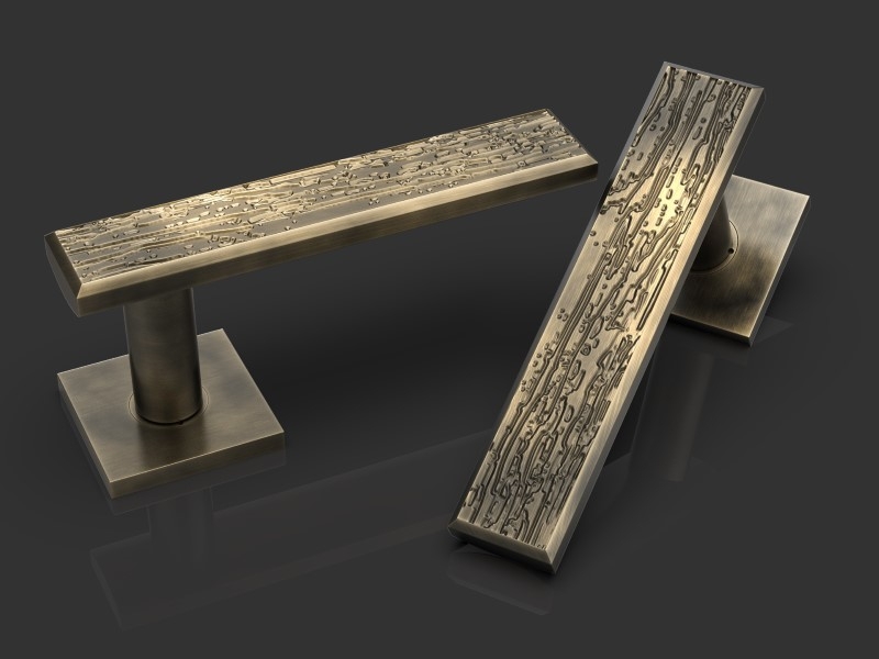 Дверная ручка на розетке Oliver Knights Serlo LH античная латунь