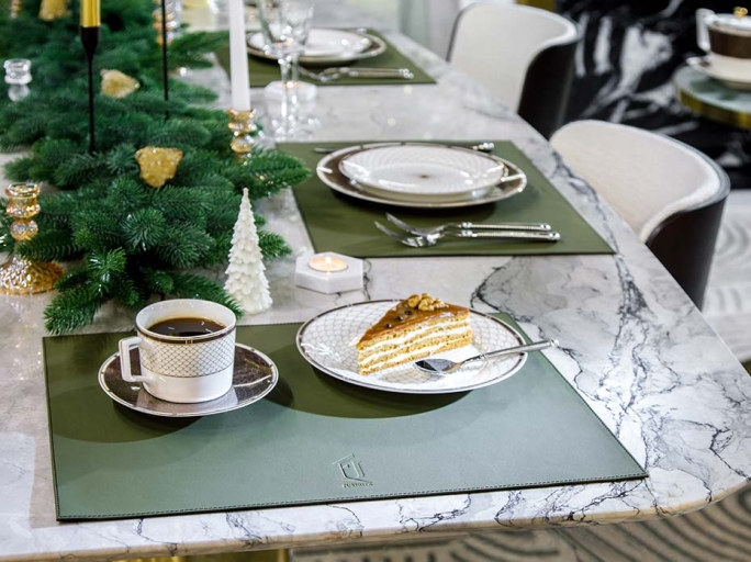 Сервировочная салфетка FURNITEK FG-03003 на стол из натуральной кожи и замши прямоугольная 450х330мм