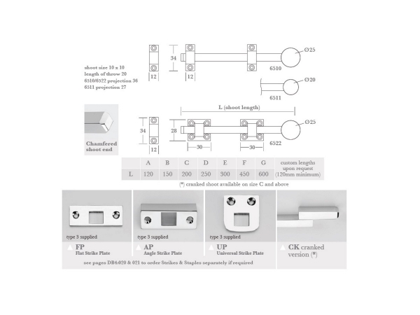Шпингалет Frank Allart 65106511 хром полированный 