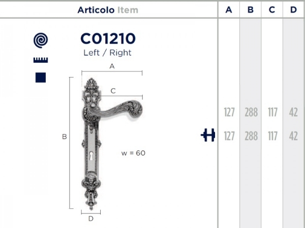 Дверная ручка на планке Enrico Cassina ELISABETTA C01210