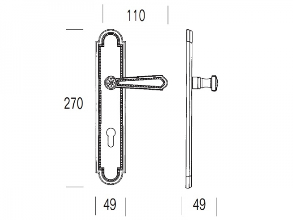 Дверная ручка на планке Salice Paolo HANNOVER 4351