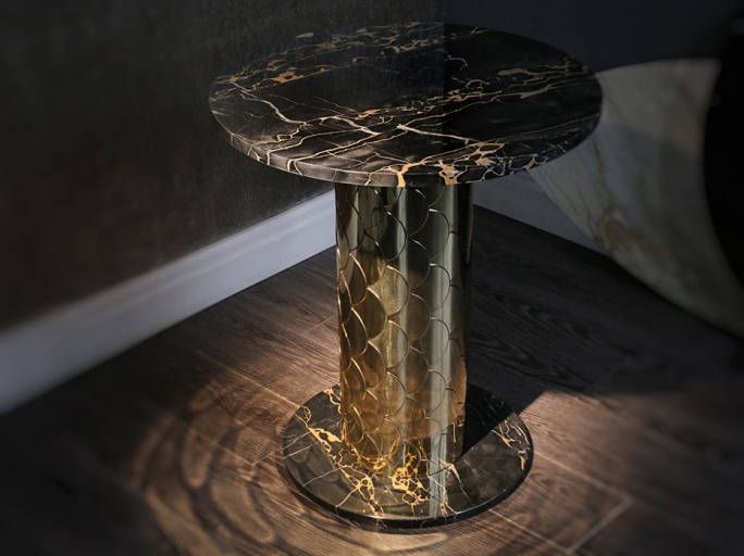 Стол кофейный Ar-Deco FG-064 круглый полированная латунь