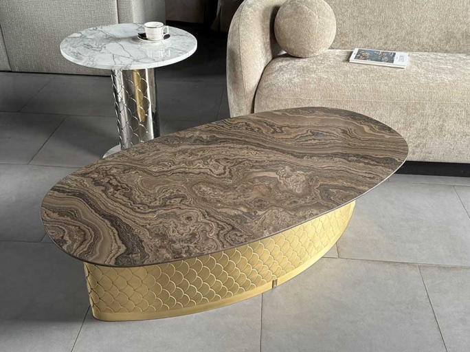 Столик журнальный "Лодка" Ar-Deco FG-073 матовая латунь