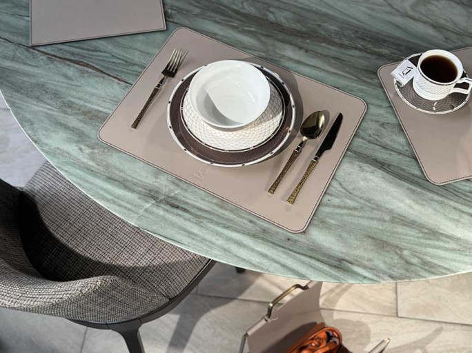 Сервировочная салфетка FURNITEK FG-03005 на стол из натуральной кожи и замши прямоугольная 410х290мм