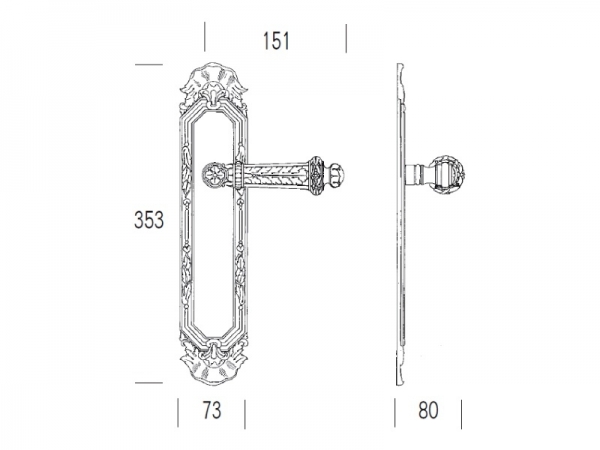 Дверная ручка на планке Salice Paolo PAESTUM 3118