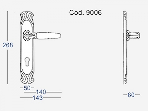 Дверная ручка на планке Salice Paolo QUEEN 9006 FM