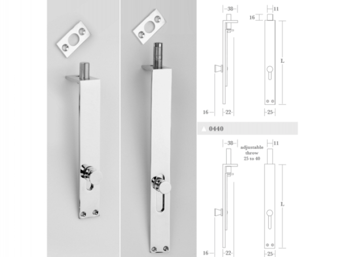 Дверной ригель Frank Allart 04440B25 полированный хром